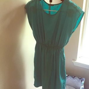 Turquoise short dress with button detail